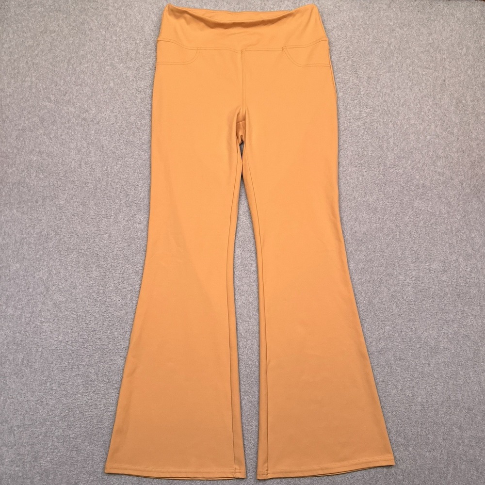 Halara High Waisted Pocket Flare Yoga Leggings Womens Large‎ Orange Stretch Gym